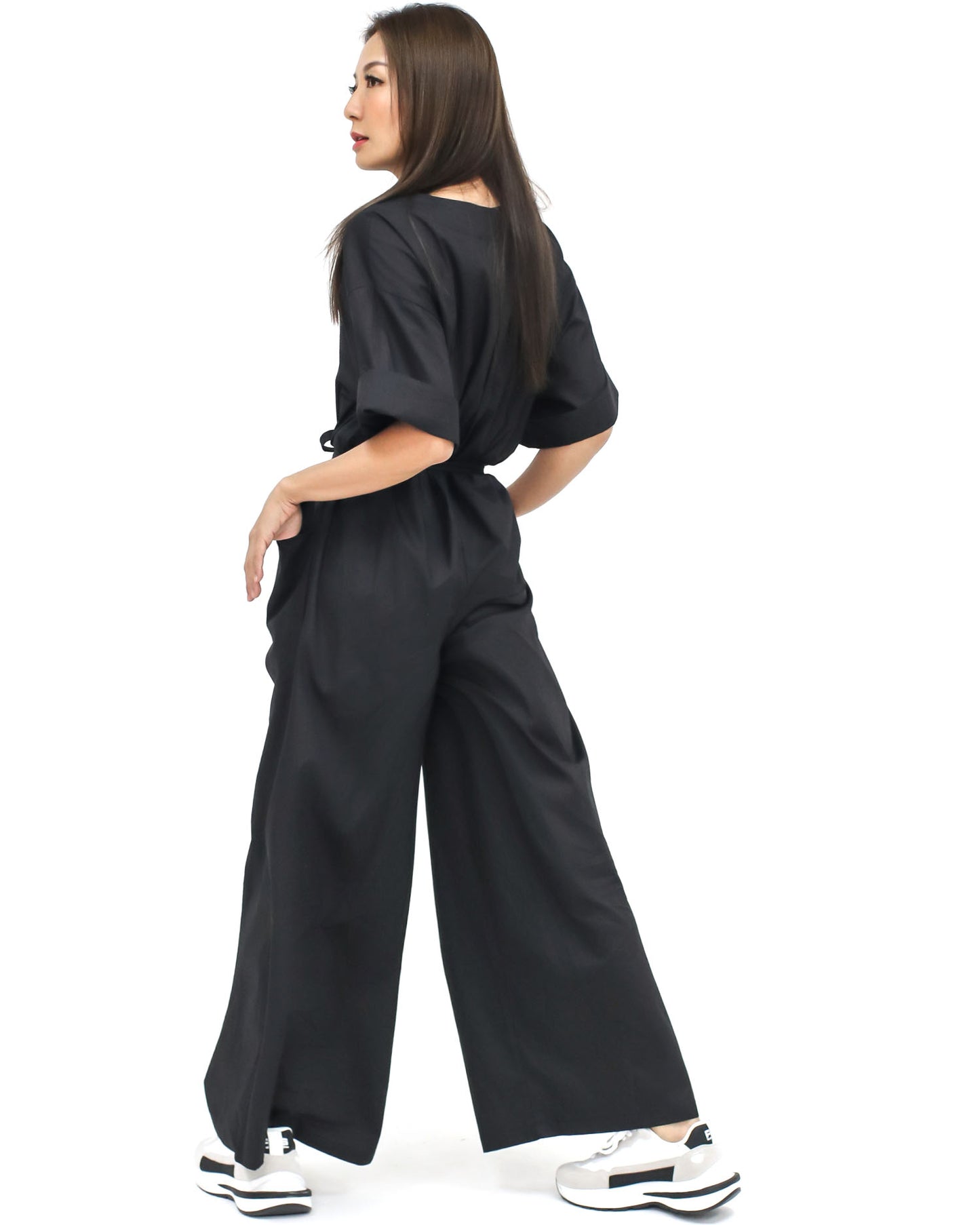 black pockets w/ tie waist jumpsuit