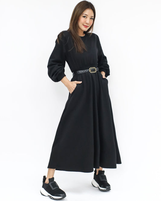 black flare sweat dress