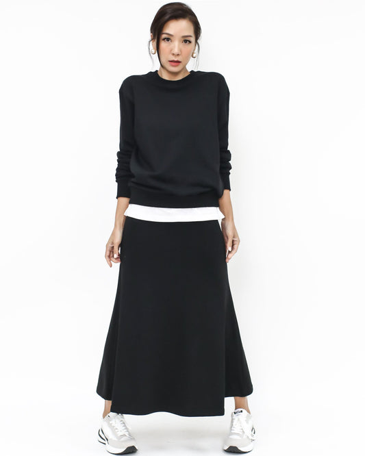 black & ivory layer sweatshirt & skirt set *pre-order*