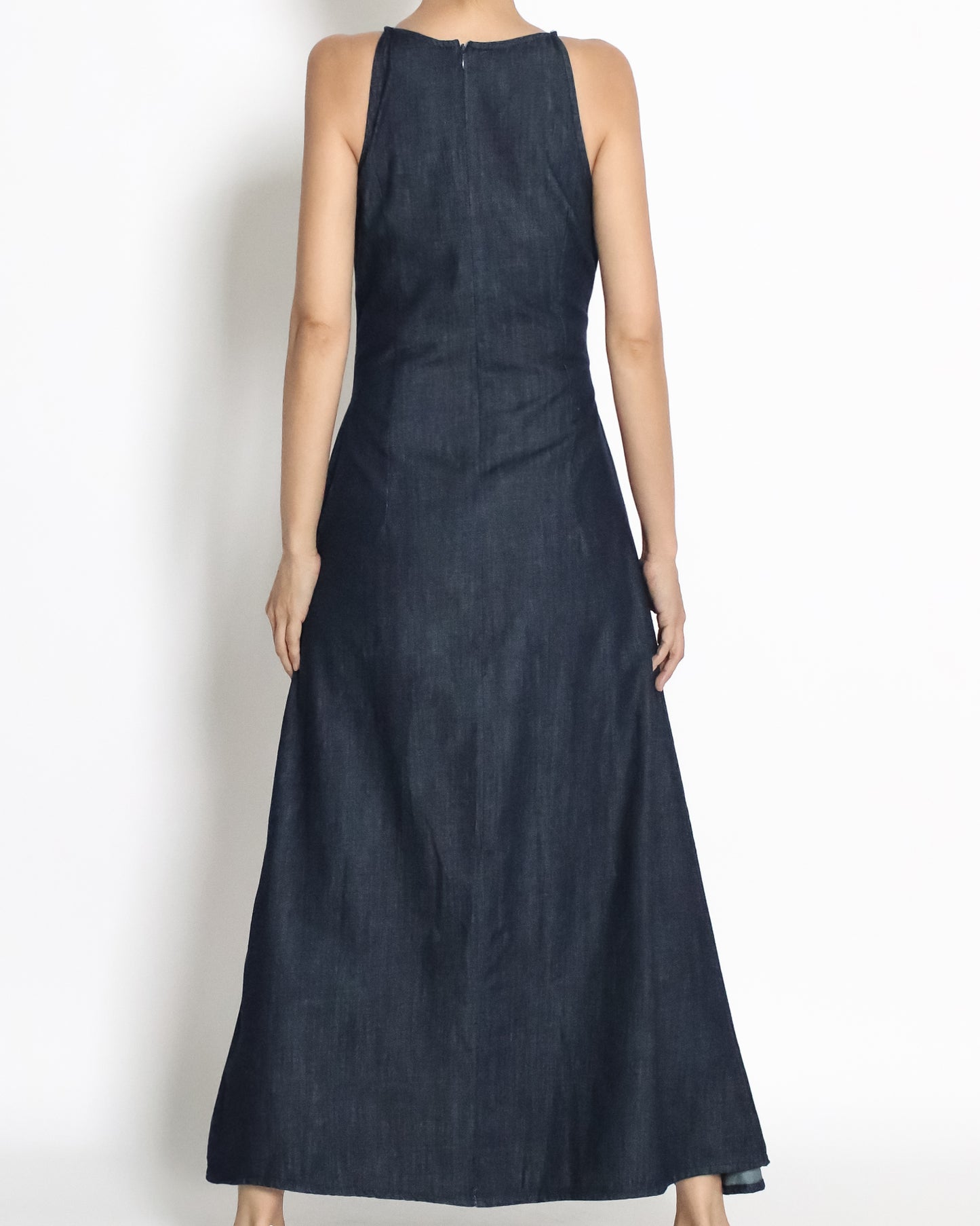 indigo denim flare longline dress *pre-order*