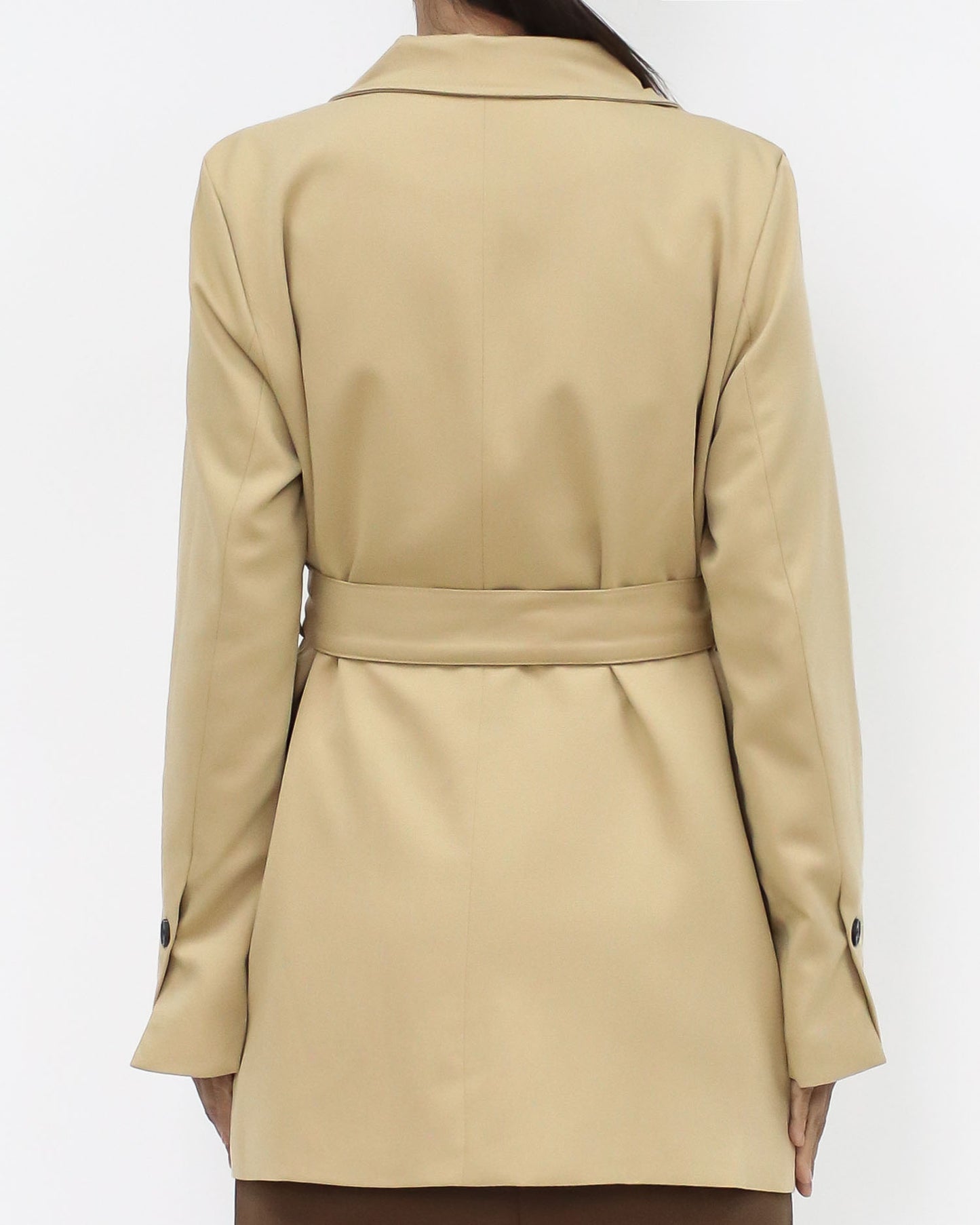 beige wrap belt blazer