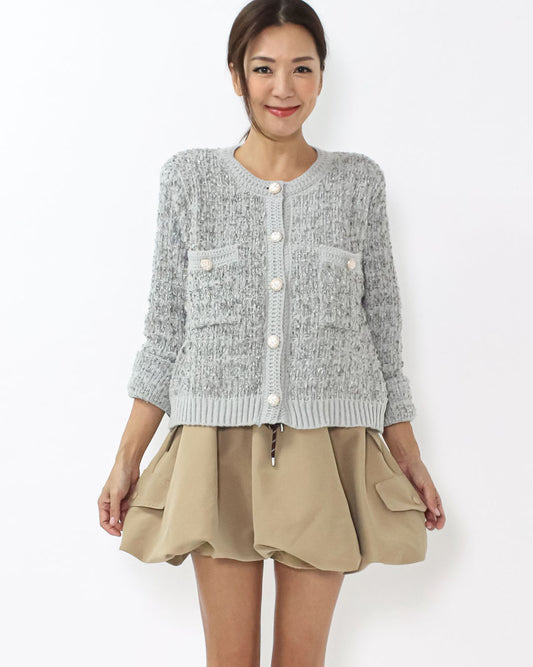 grey boucle knitted cardigan *pre-order*