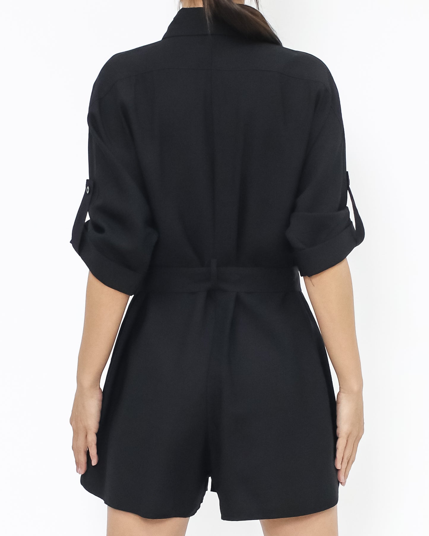 black soft jumpsuit with wrap belt *pre-order*