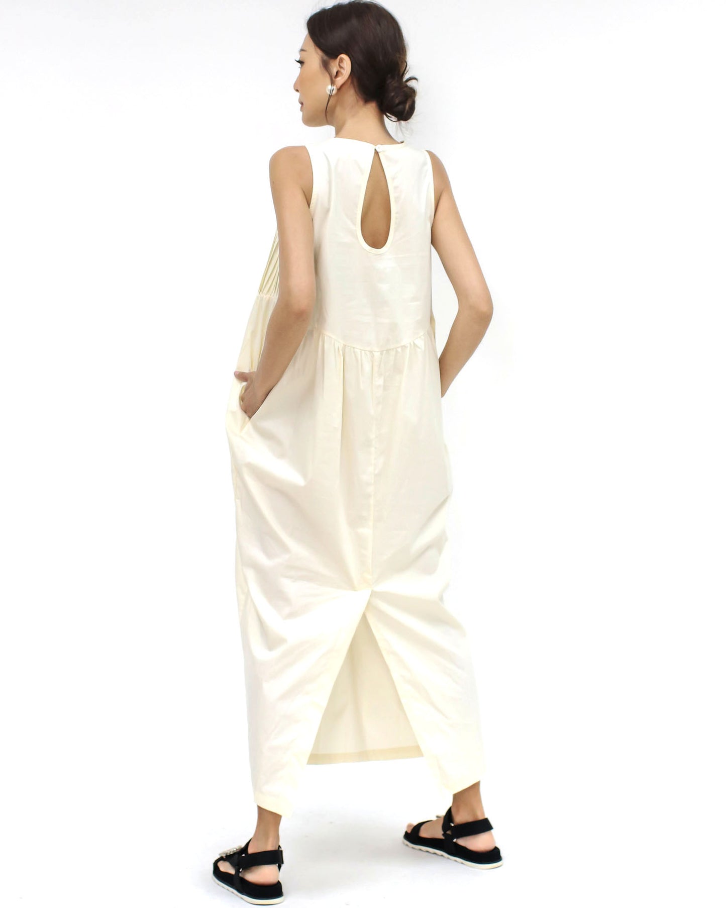 ivory stitched balloon longline shirt dress *pre-order*