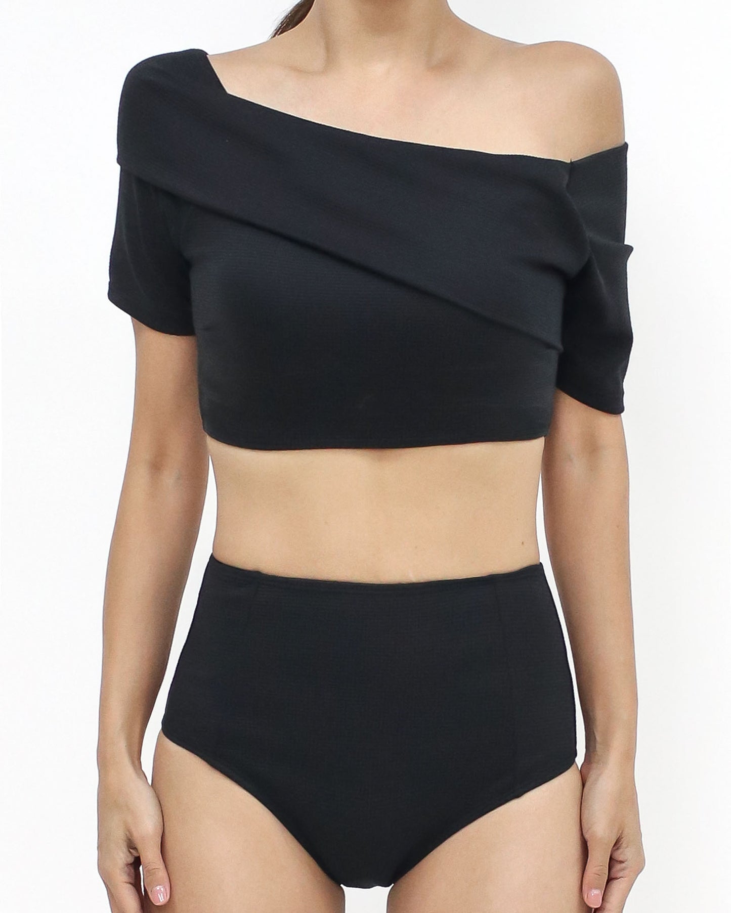 black off shoulder & high waist pants swimwear *pre-order*