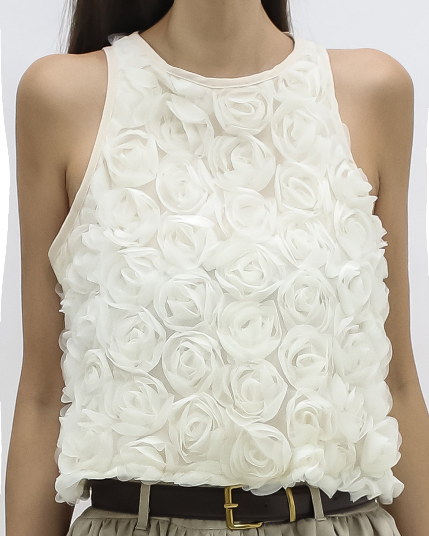 beige flower vest *pre-order*