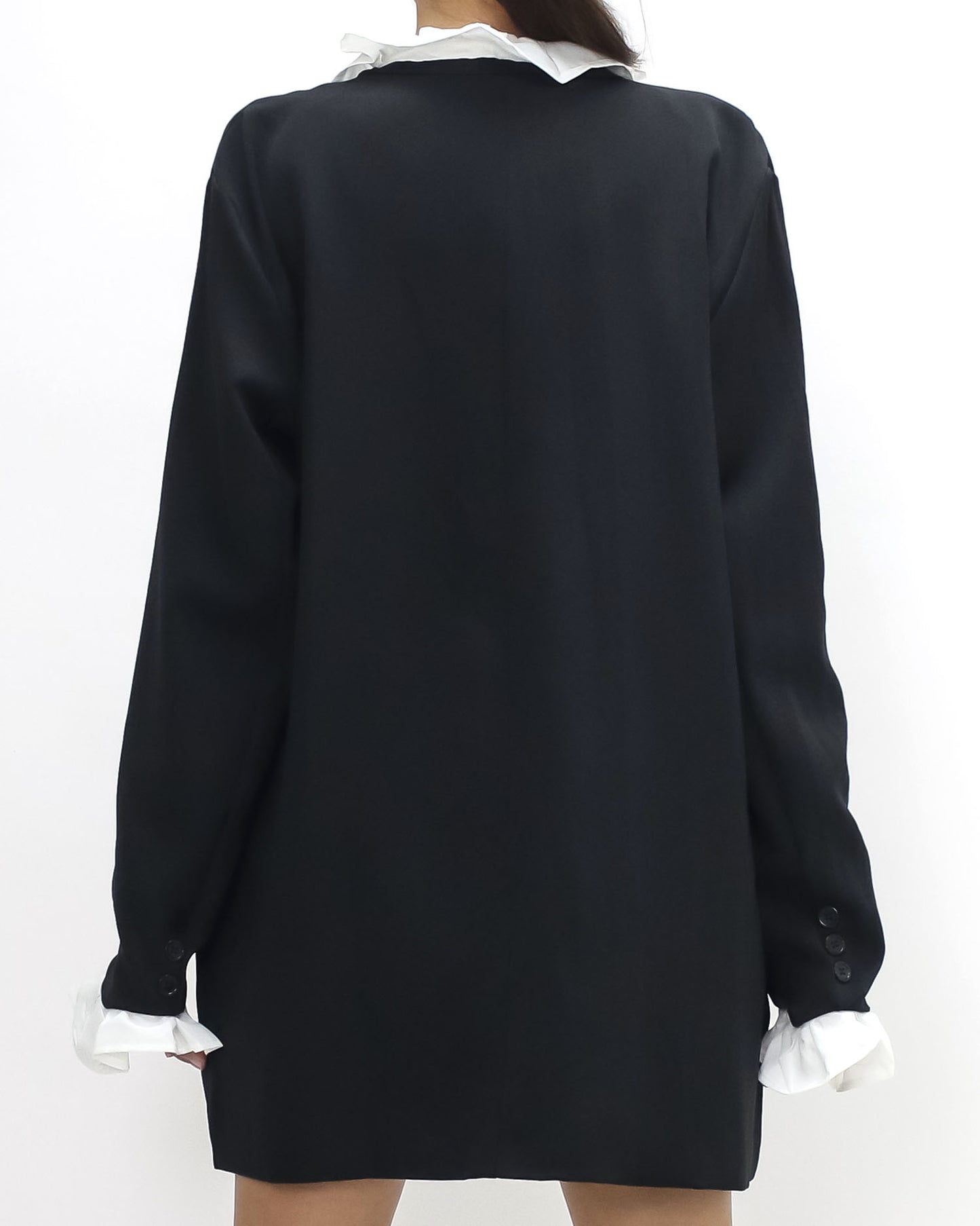 black w/ ivory shirt ruffles blazer *pre-order*