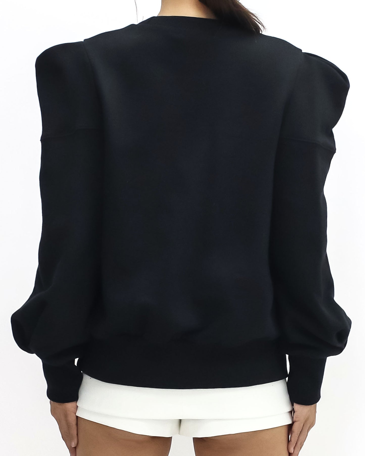 black puff shoulder sweatshirt