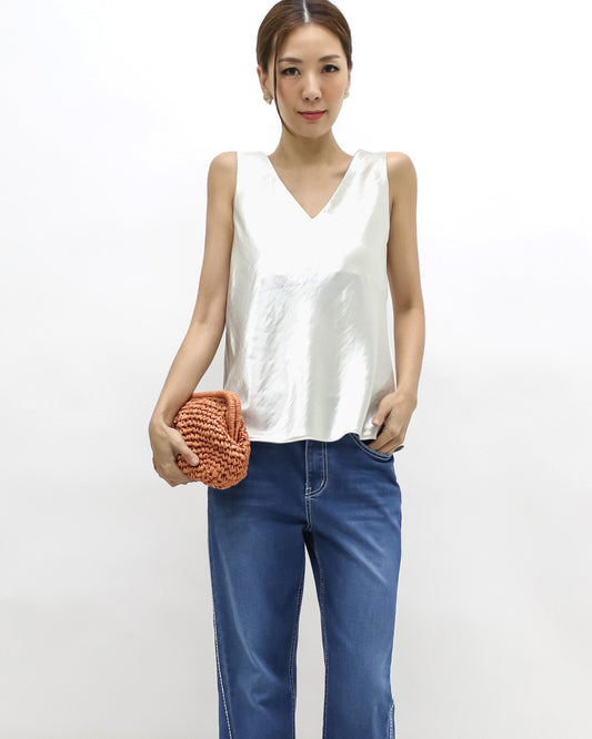 Ivory texture satin vest