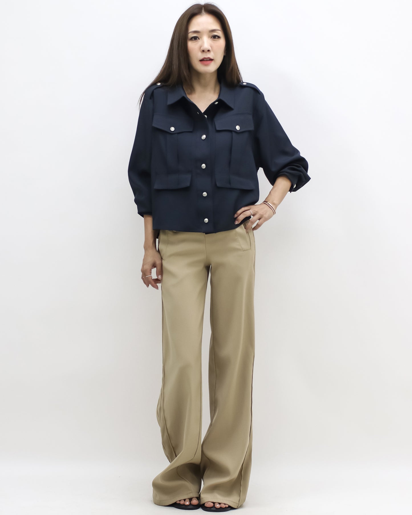 navy pockets front shirt