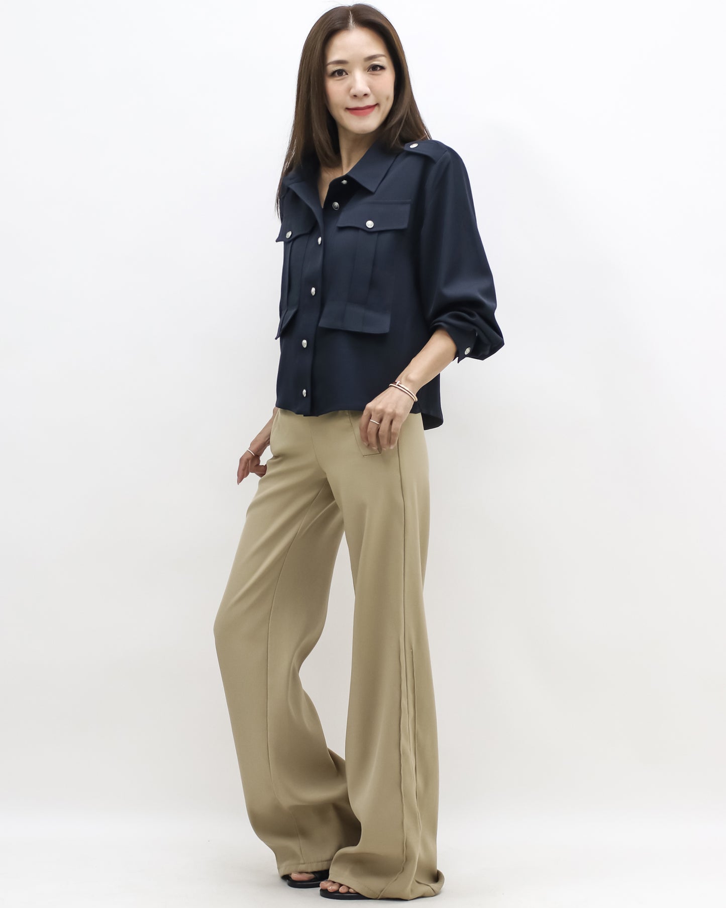 navy pockets front shirt