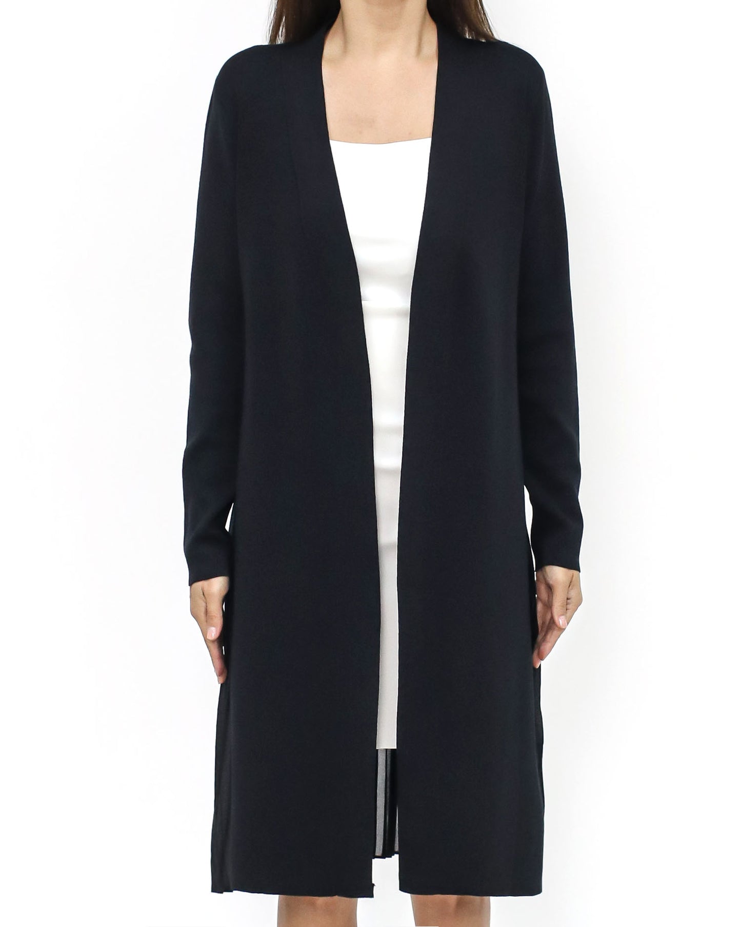 black knitted & chiffon pleats back cardigan *pre-order*