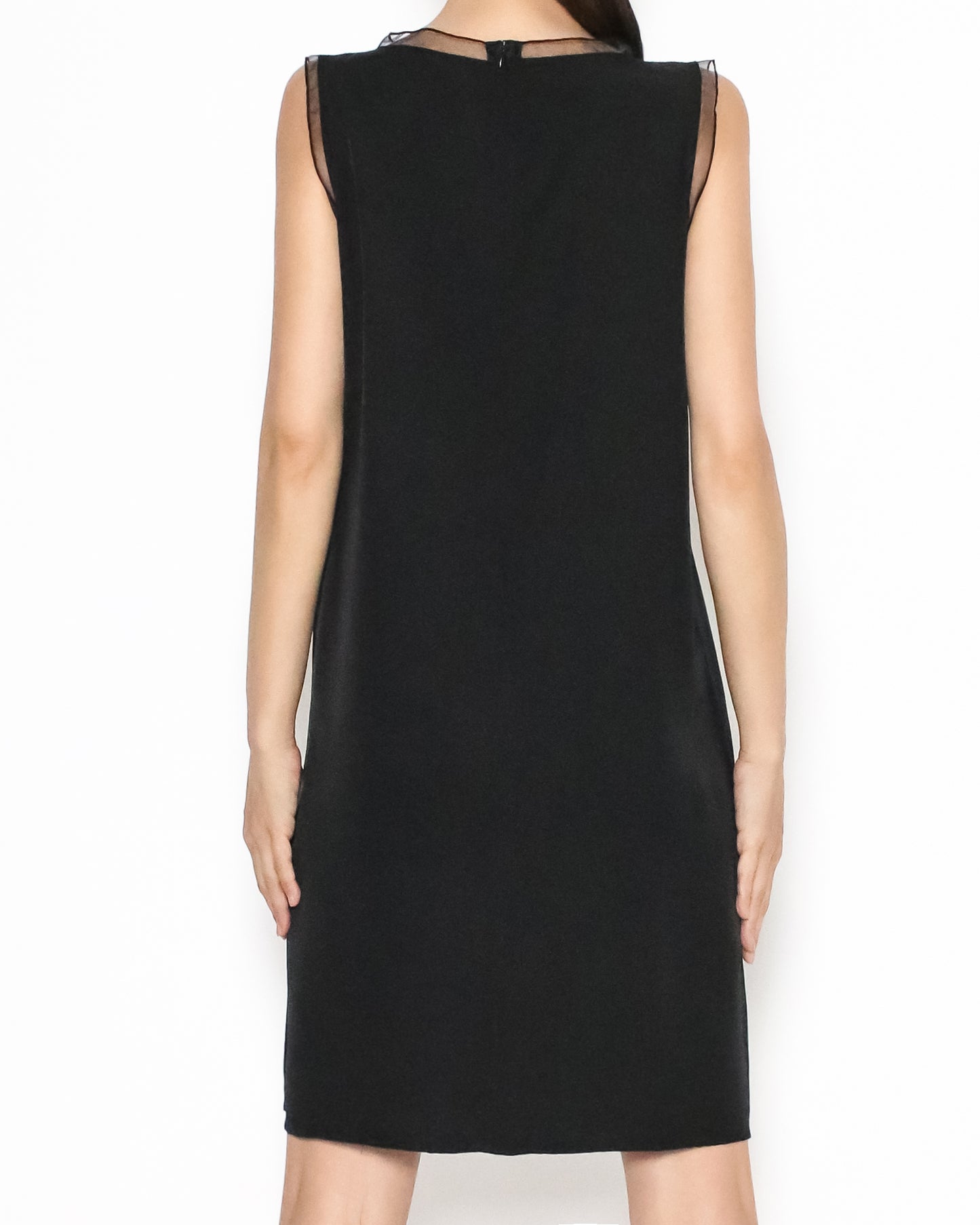 black mesh hem slinky dress *pre-order*