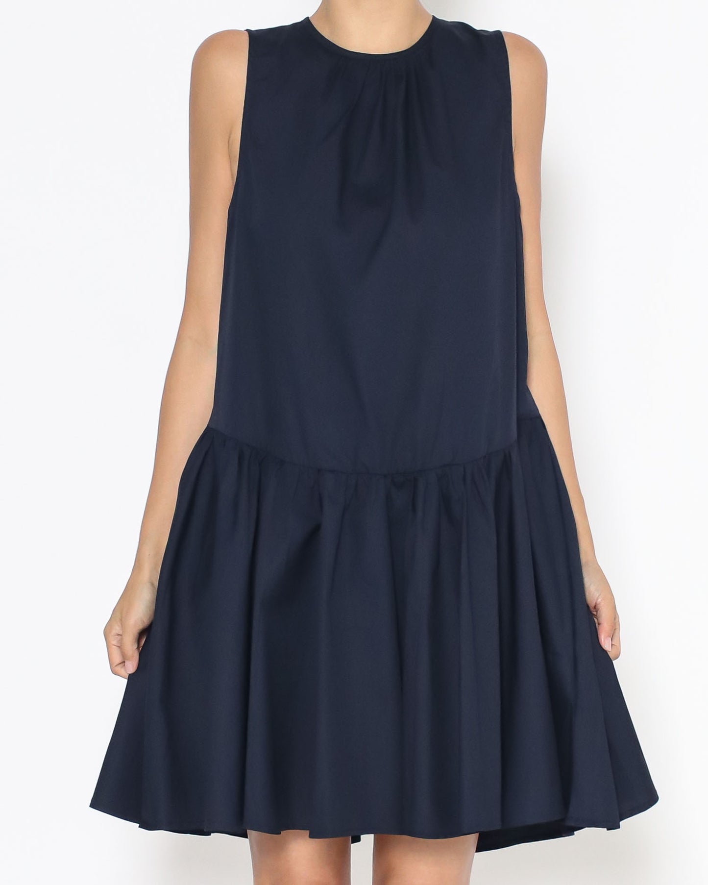 navy tie-up back tech flare dress *pre-order*