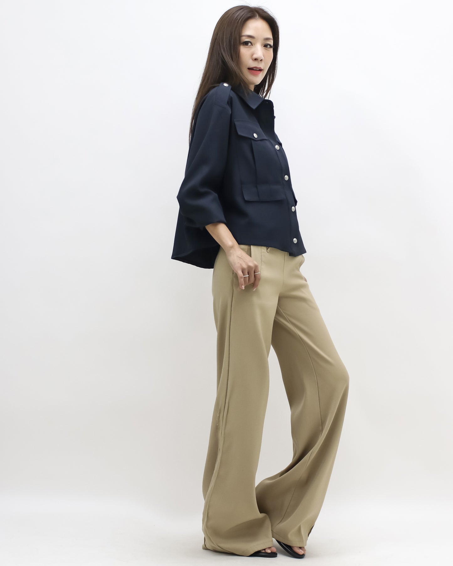 navy pockets front shirt