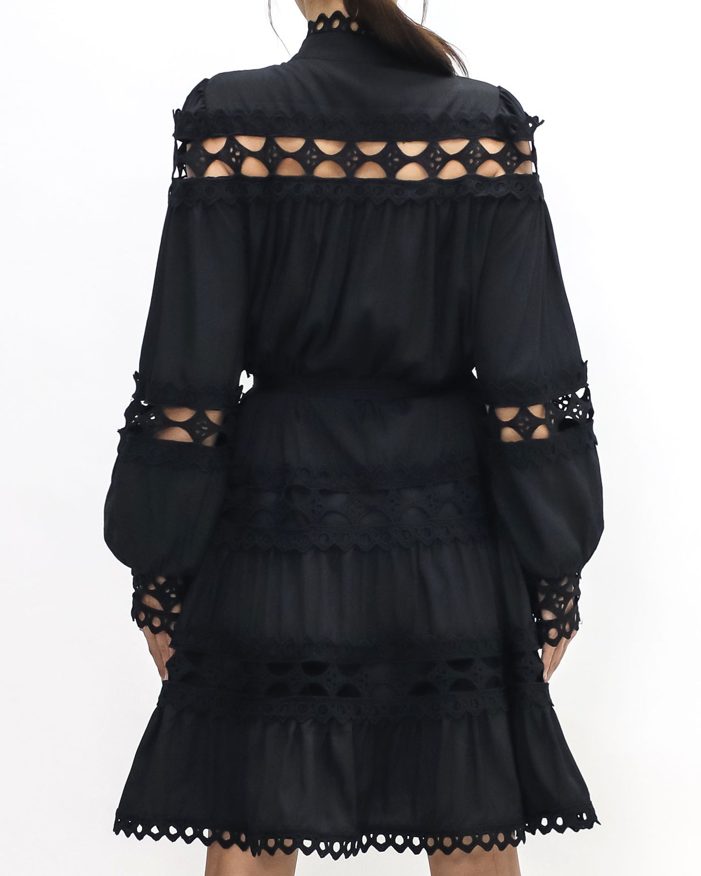 black crochet shirt dress w/ wrap belt *pre-order*