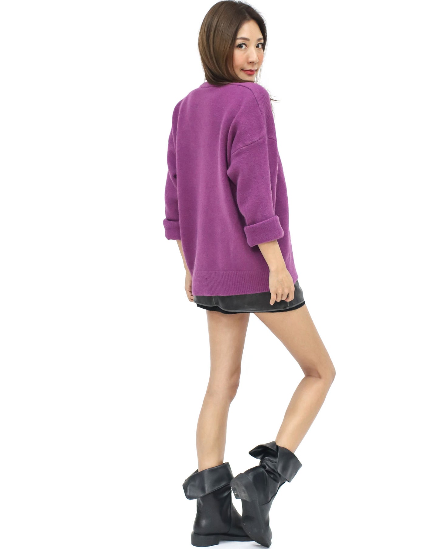 purple basic knitted top