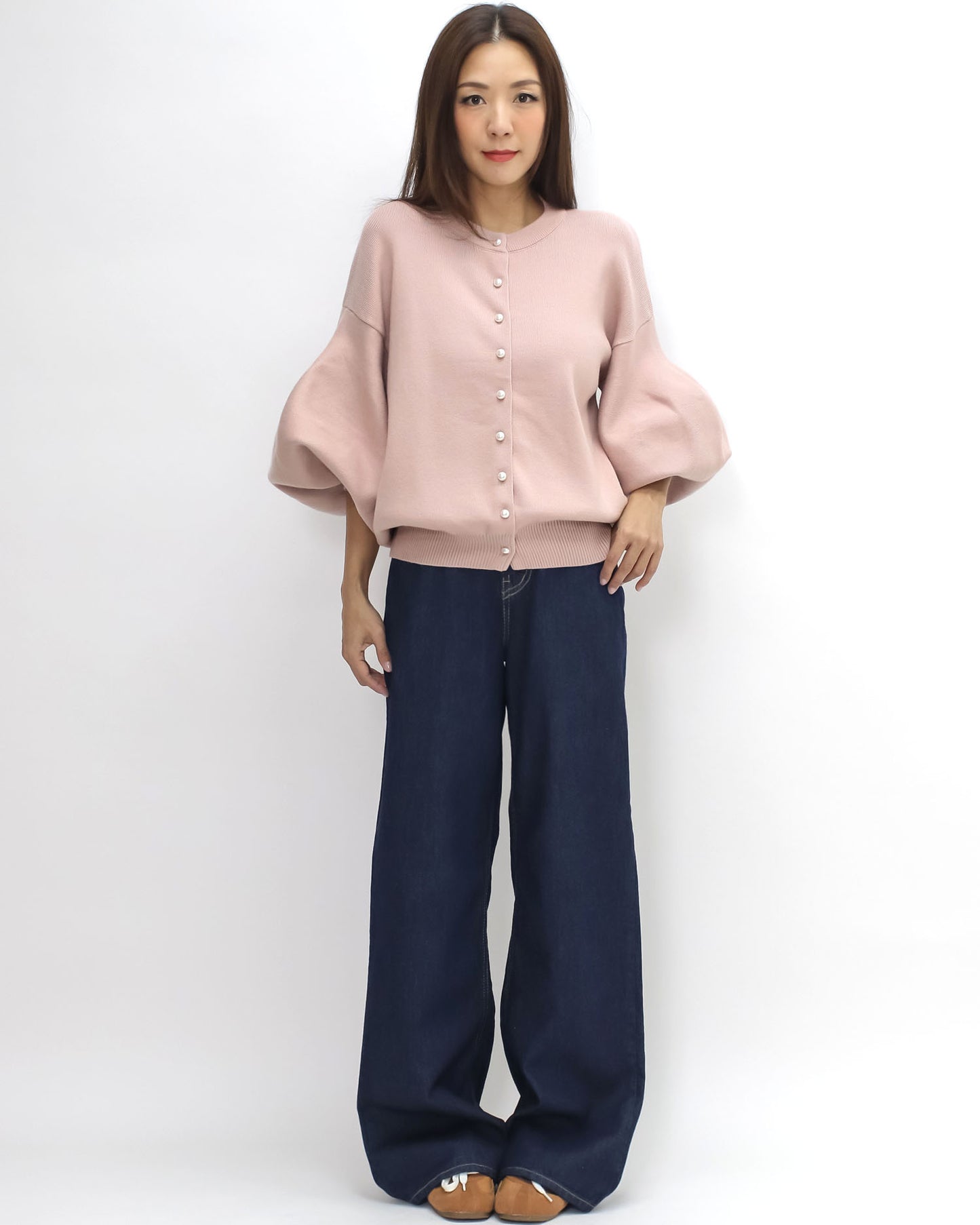 pink puff sleeves knitted top *pre-order*