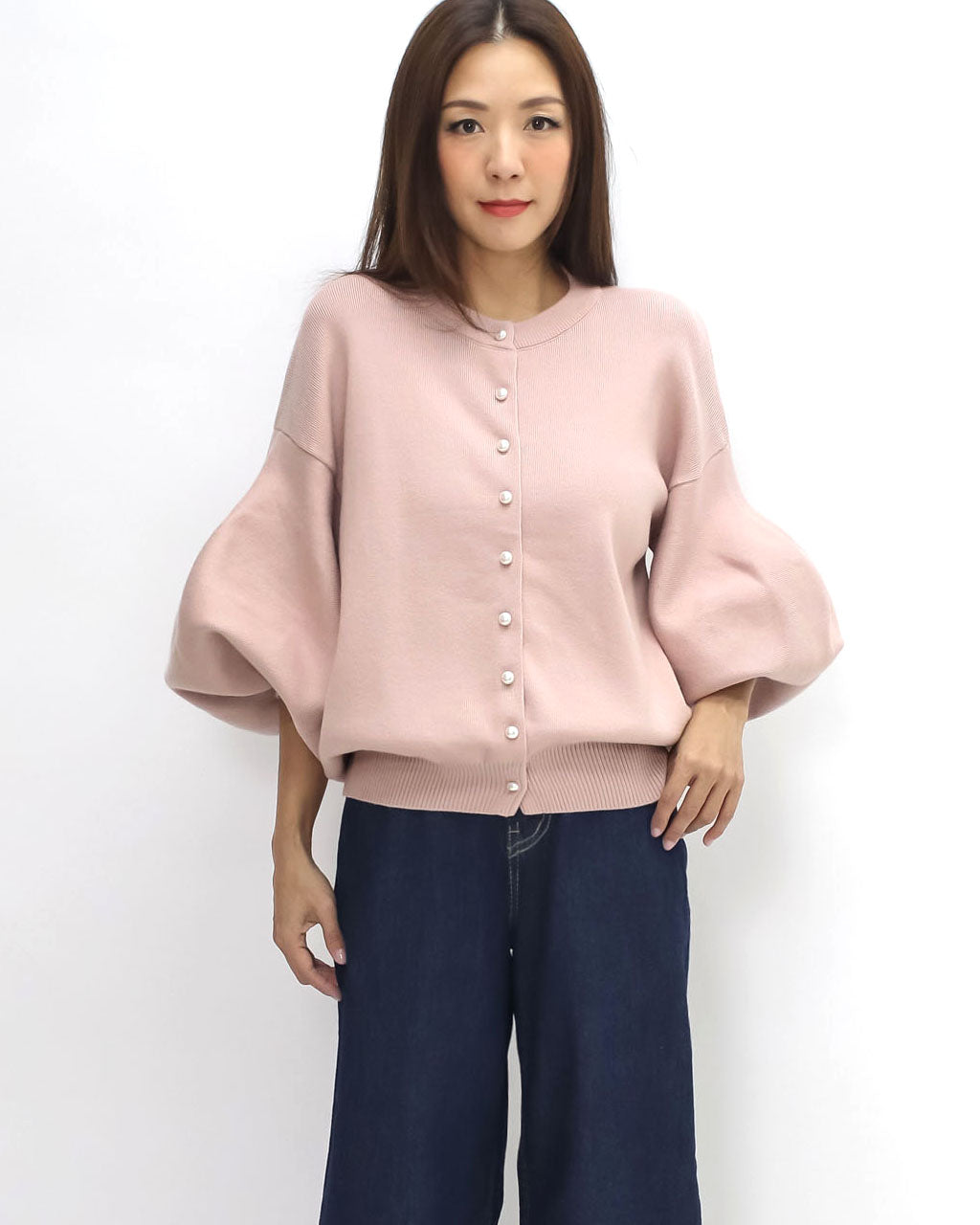 pink puff sleeves knitted top *pre-order*