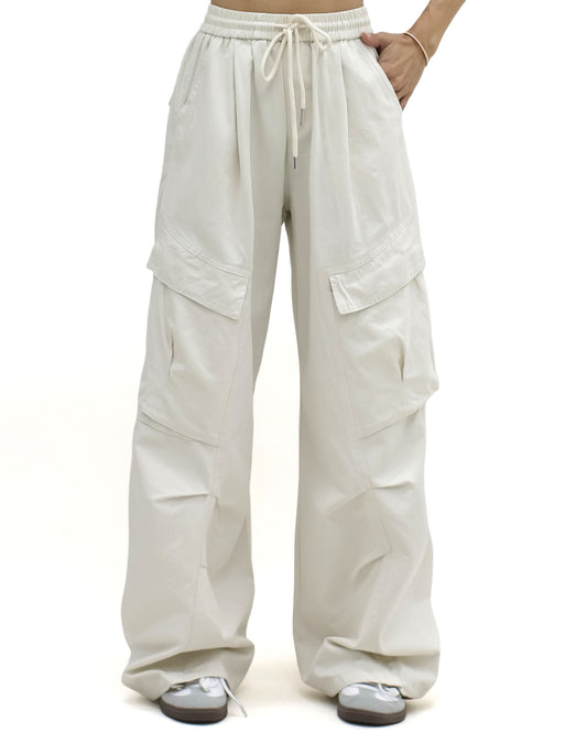 ivory ruched pockets cargo pants *pre-order*