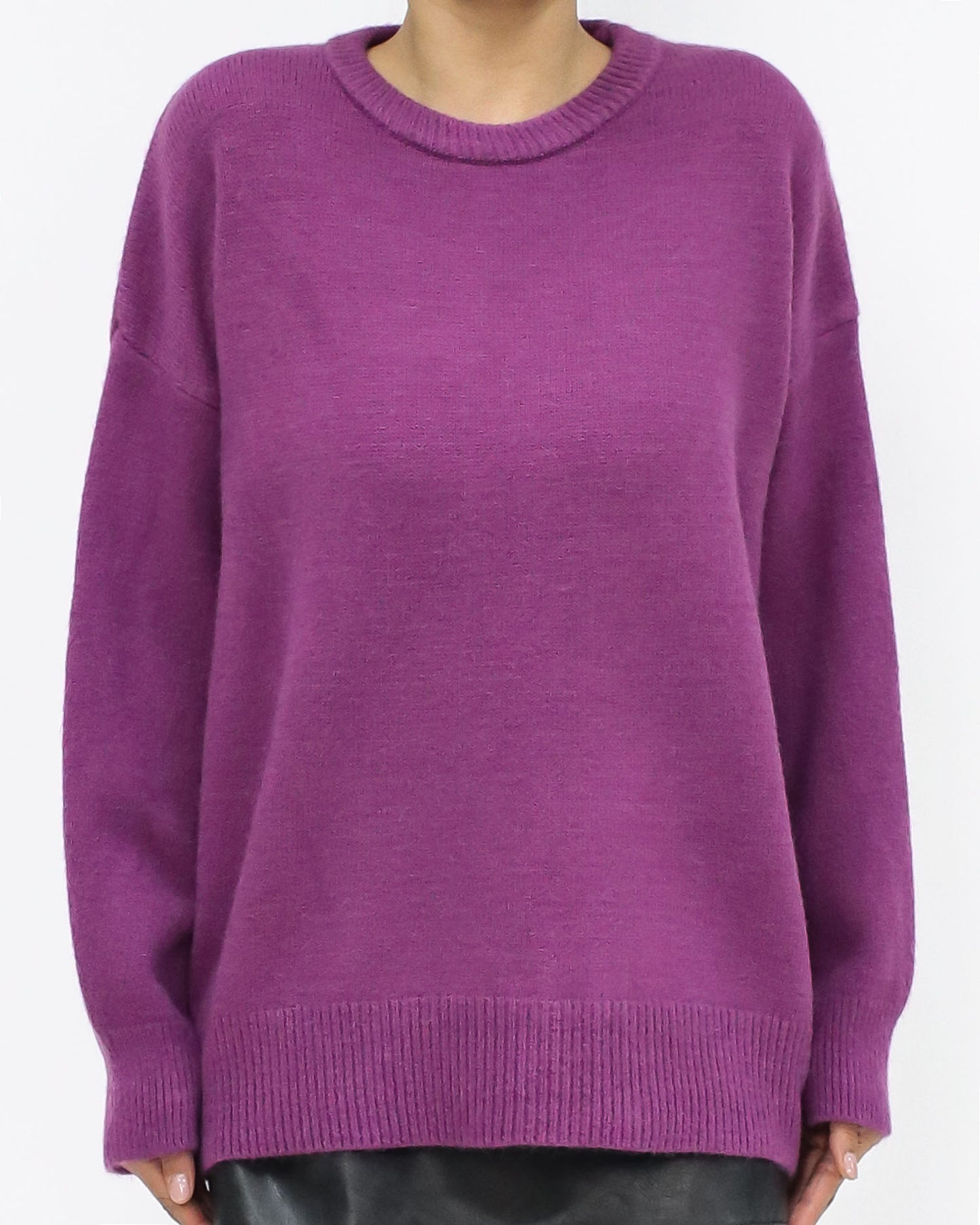 紫色基本款針織上衣