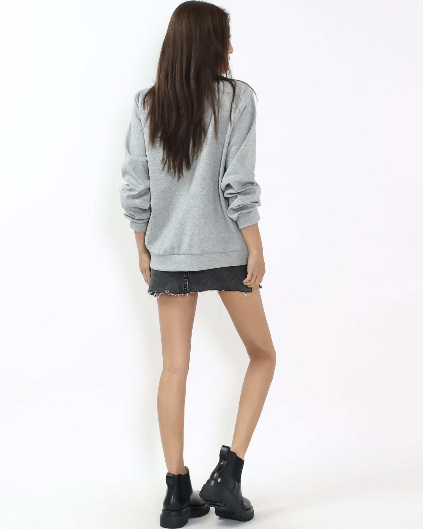 grey crochet front sweatshirt *pre-order*