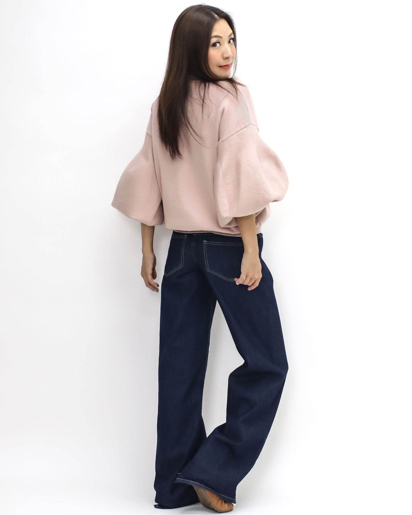 pink puff sleeves knitted top *pre-order*