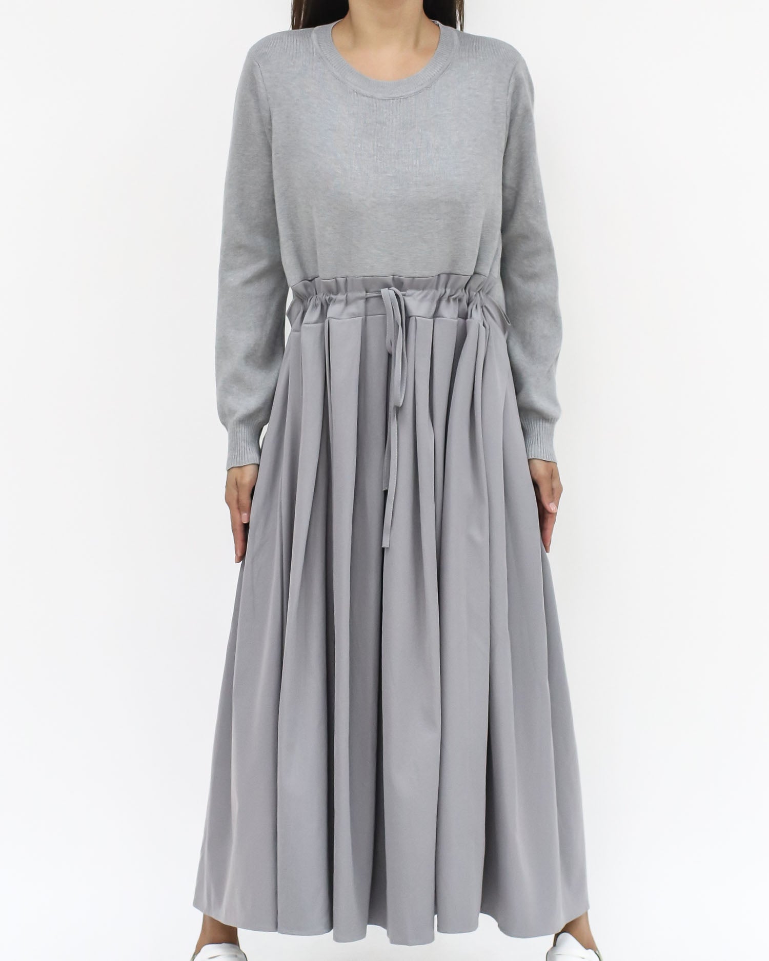 grey knitted & shirt pleats dress *pre-order* – STYLEGAL