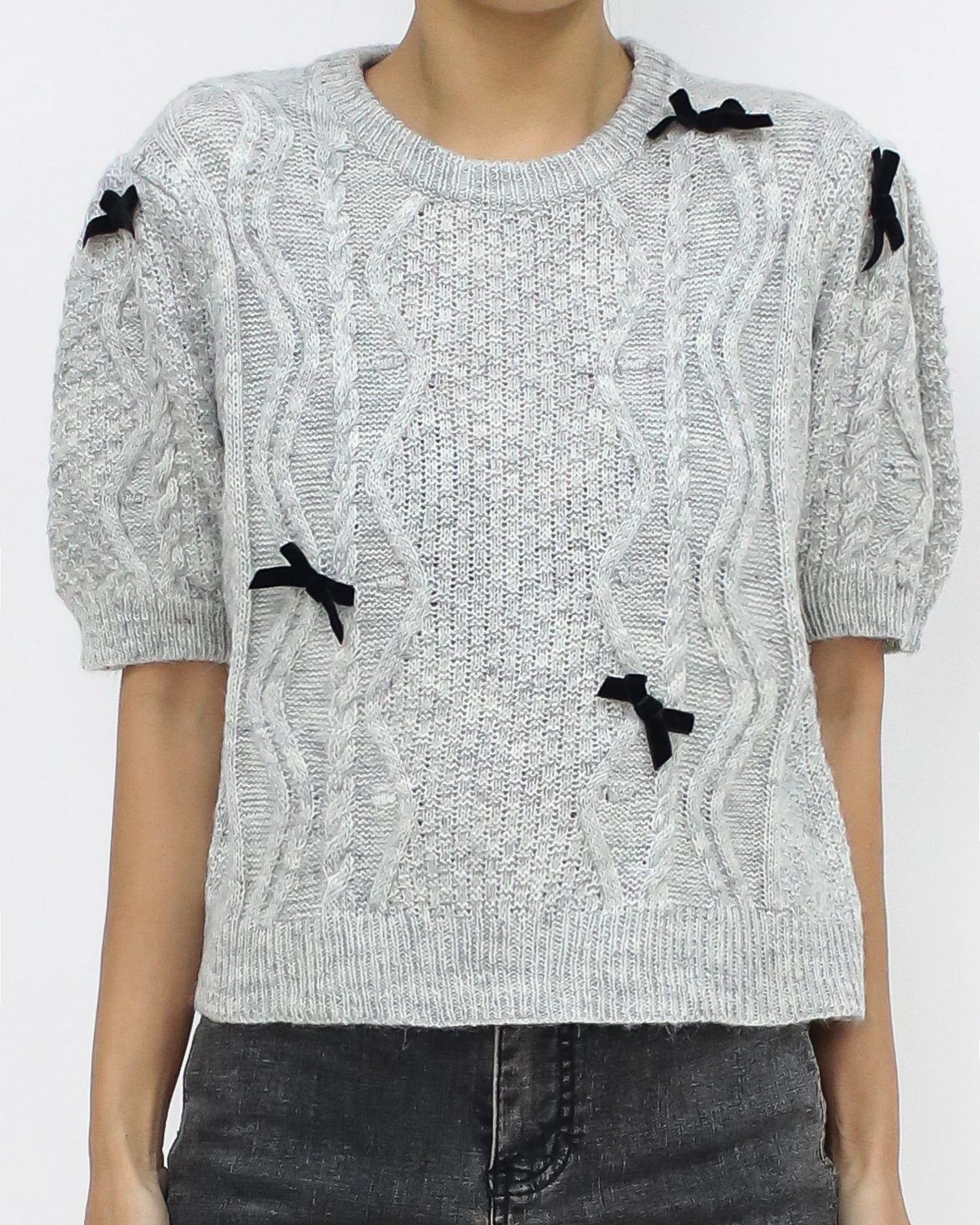 grey w/ black bows knitted top *pre-order*