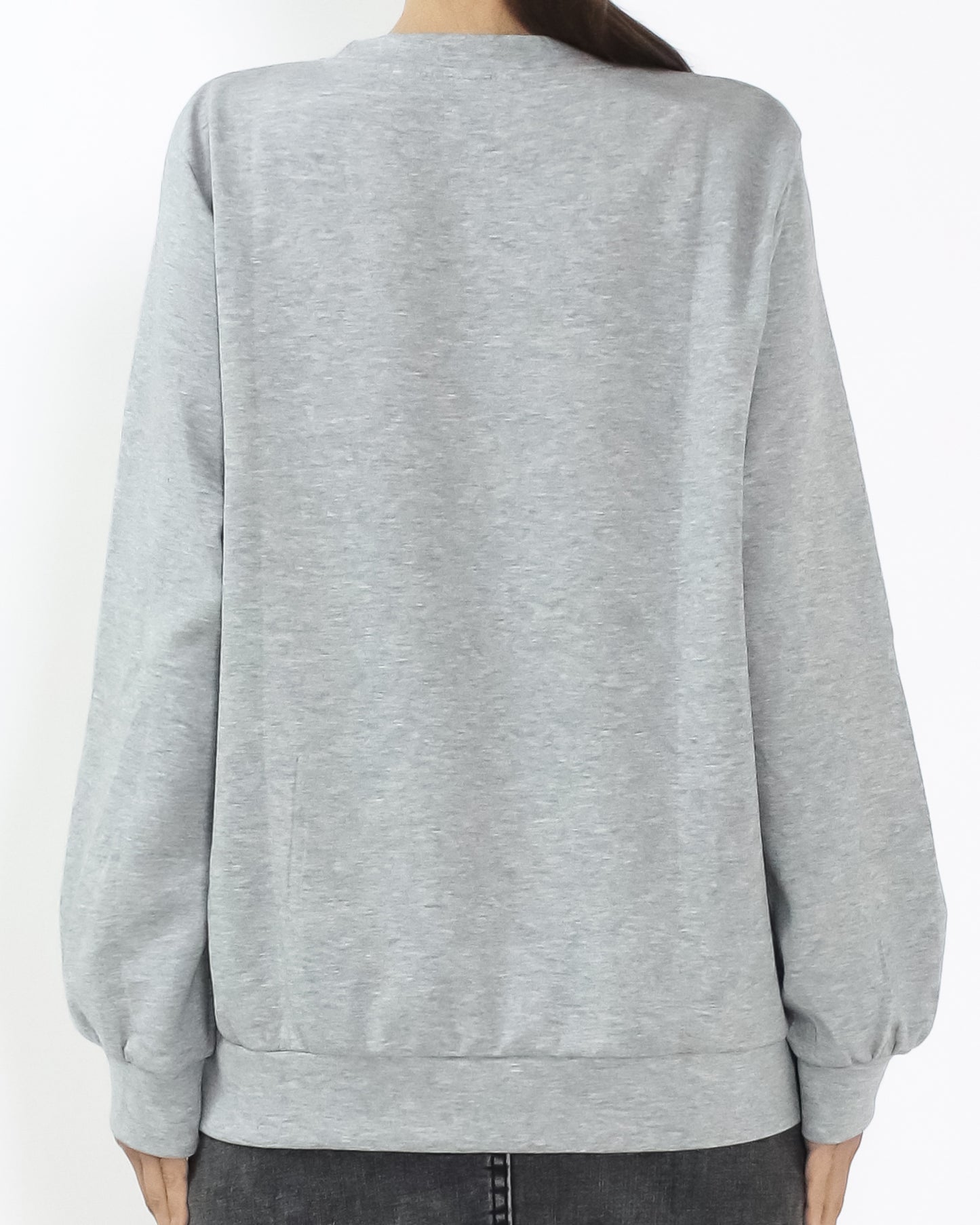 grey crochet front sweatshirt *pre-order*