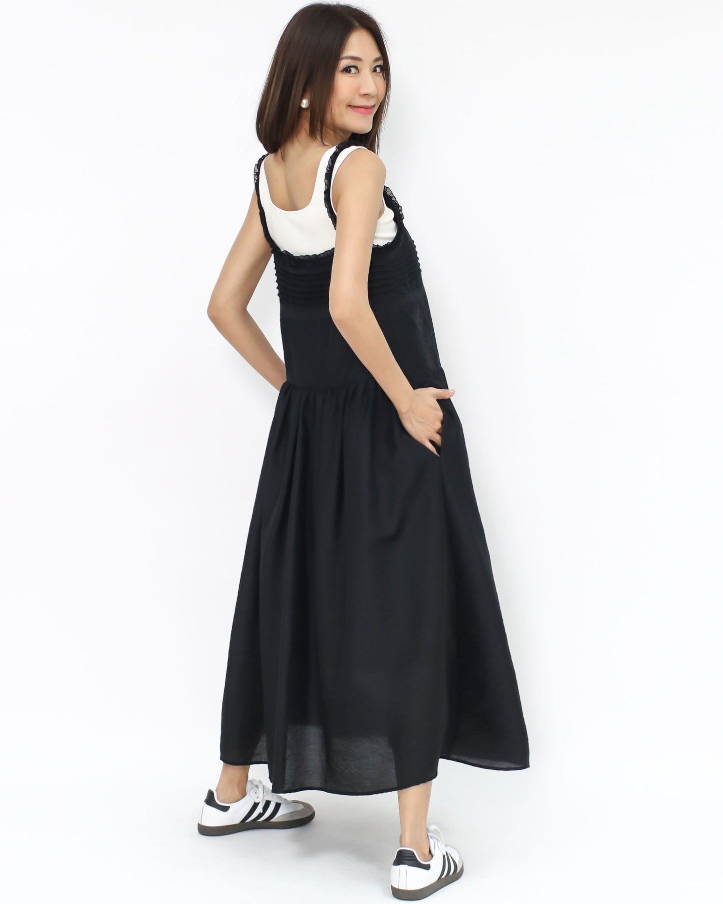 black crochet boho longline slip dress *pre-order*