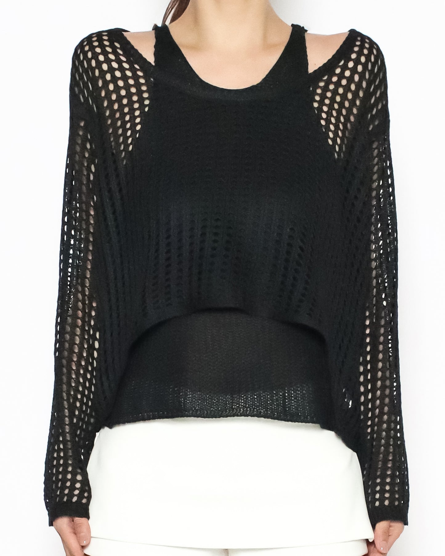 black net knitted top w/ vest set *pre-order*
