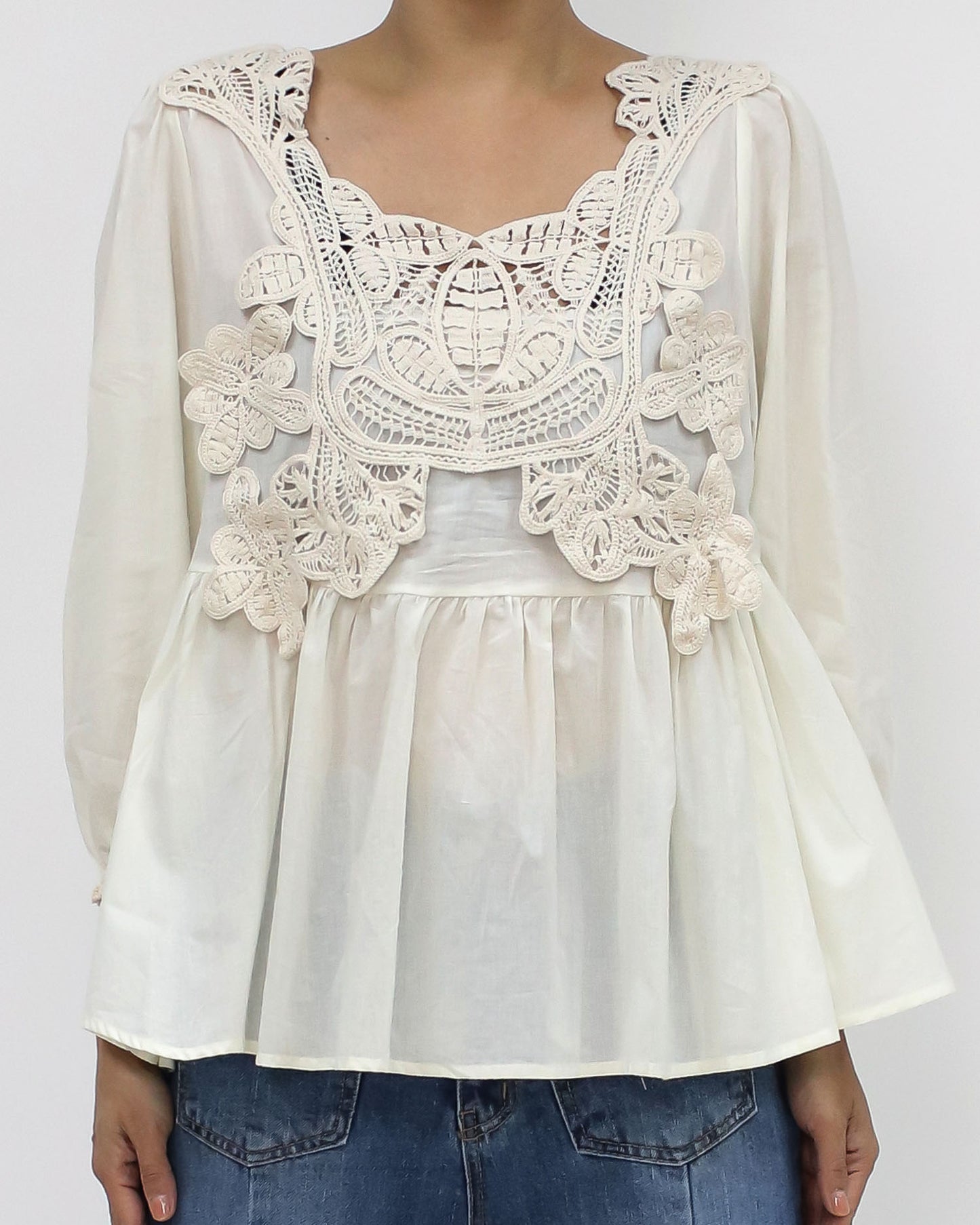 ivory crochet shirt top