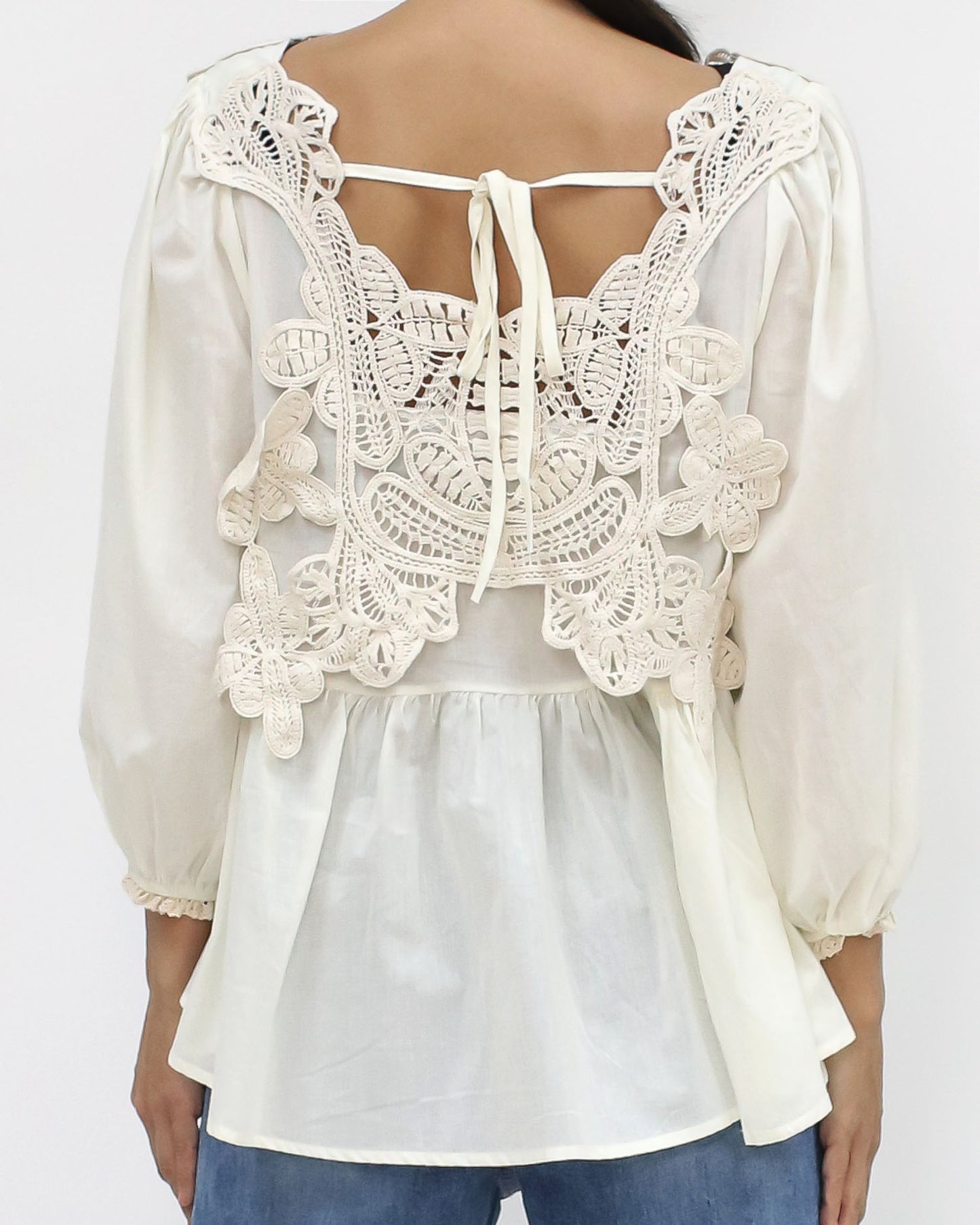 ivory crochet shirt top