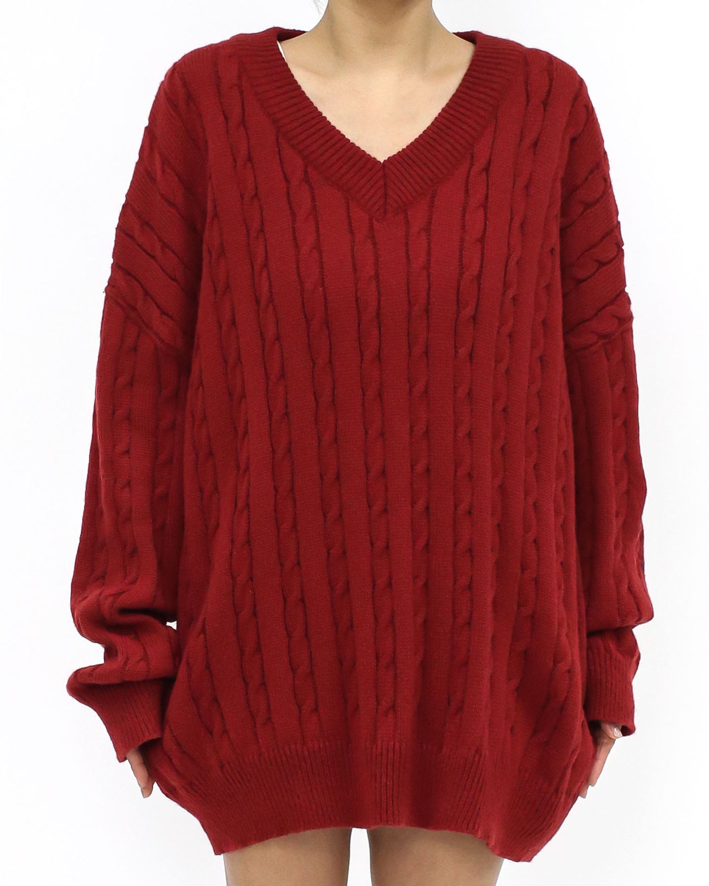 red twisted knitted top