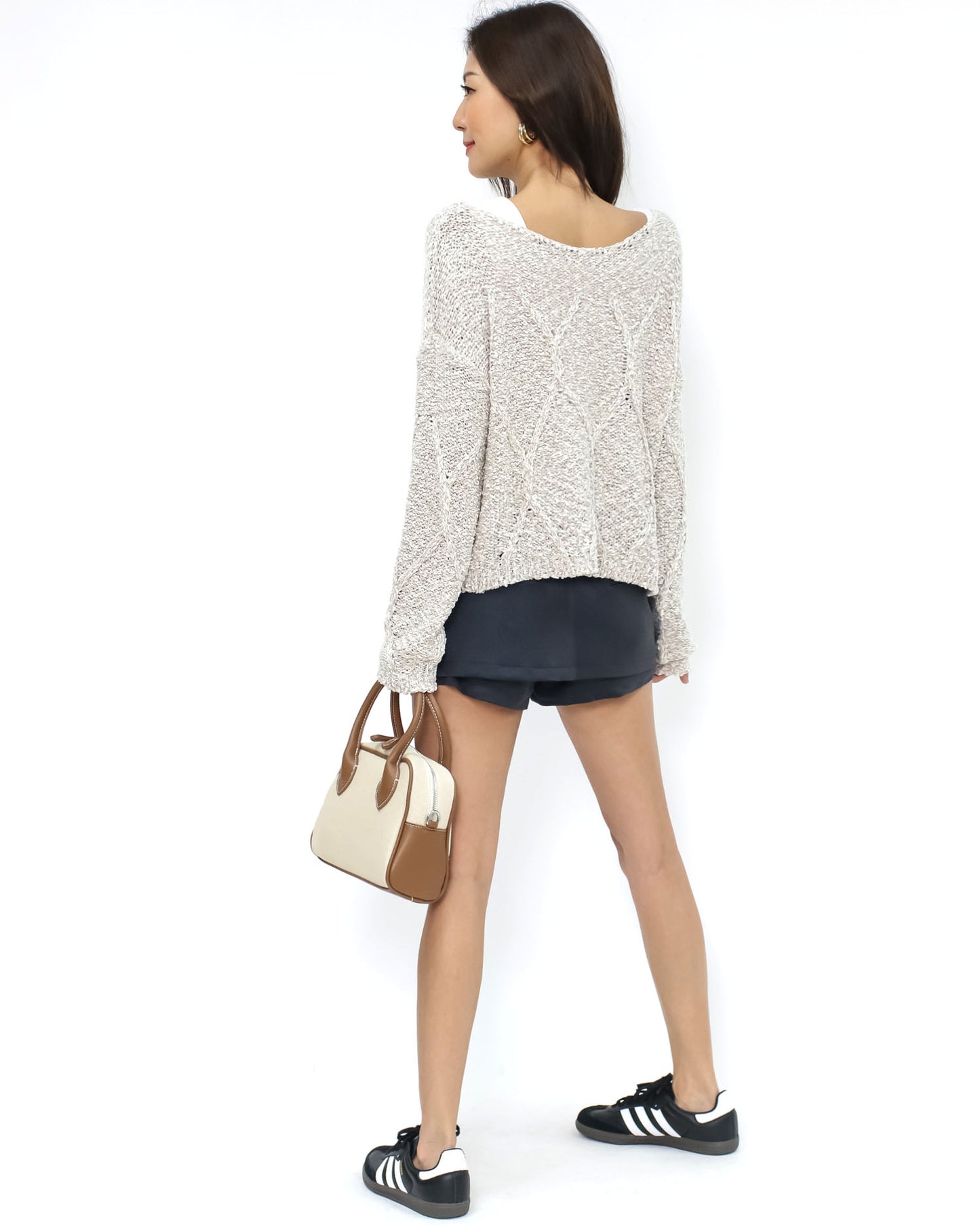 beige pattern knitted top *pre-order*