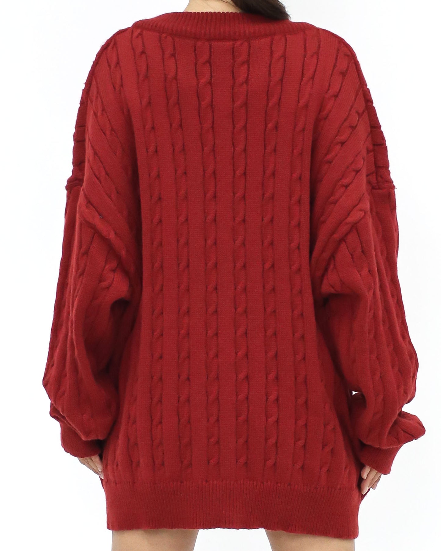 red twisted knitted top