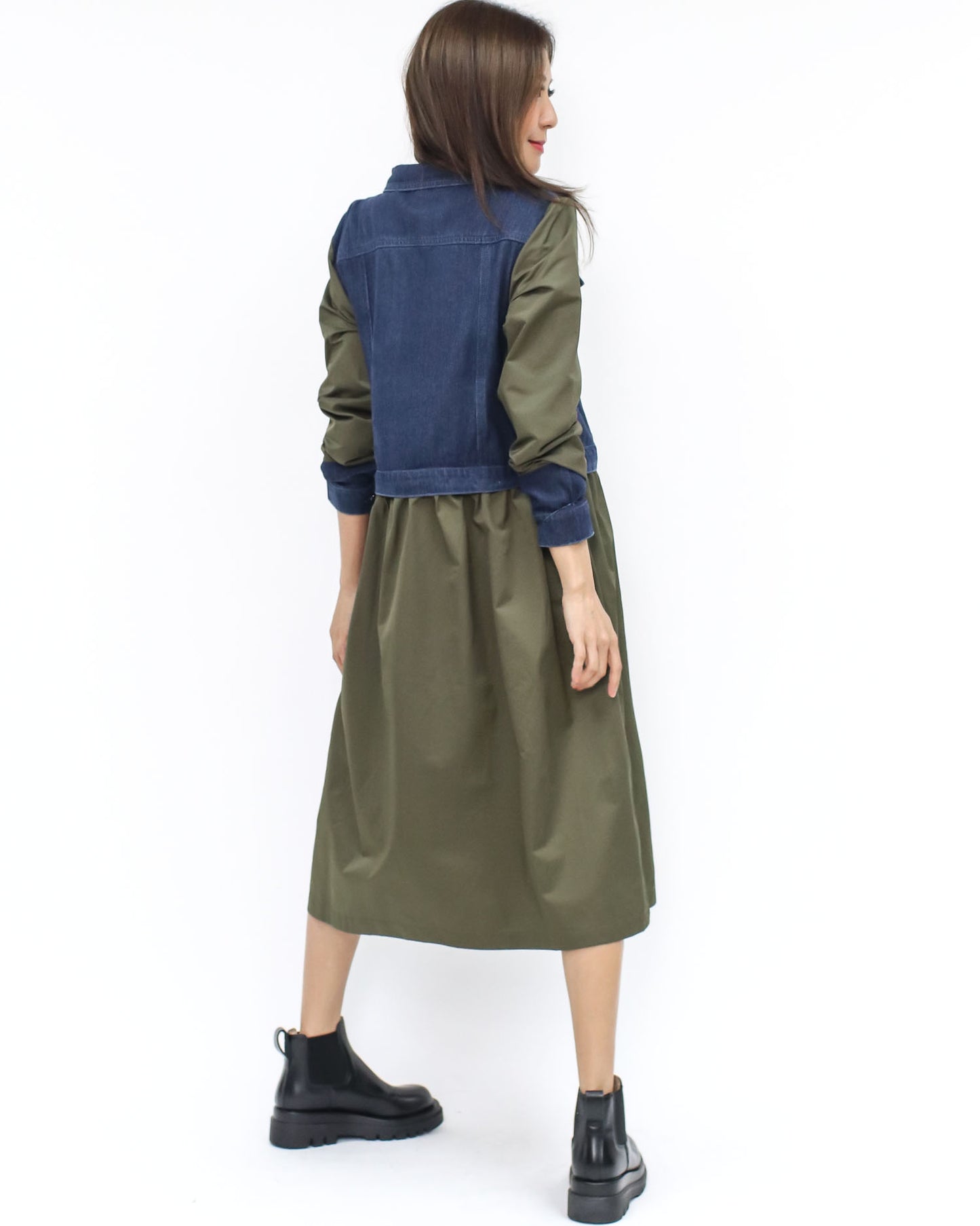 green parka & denim longline jacket