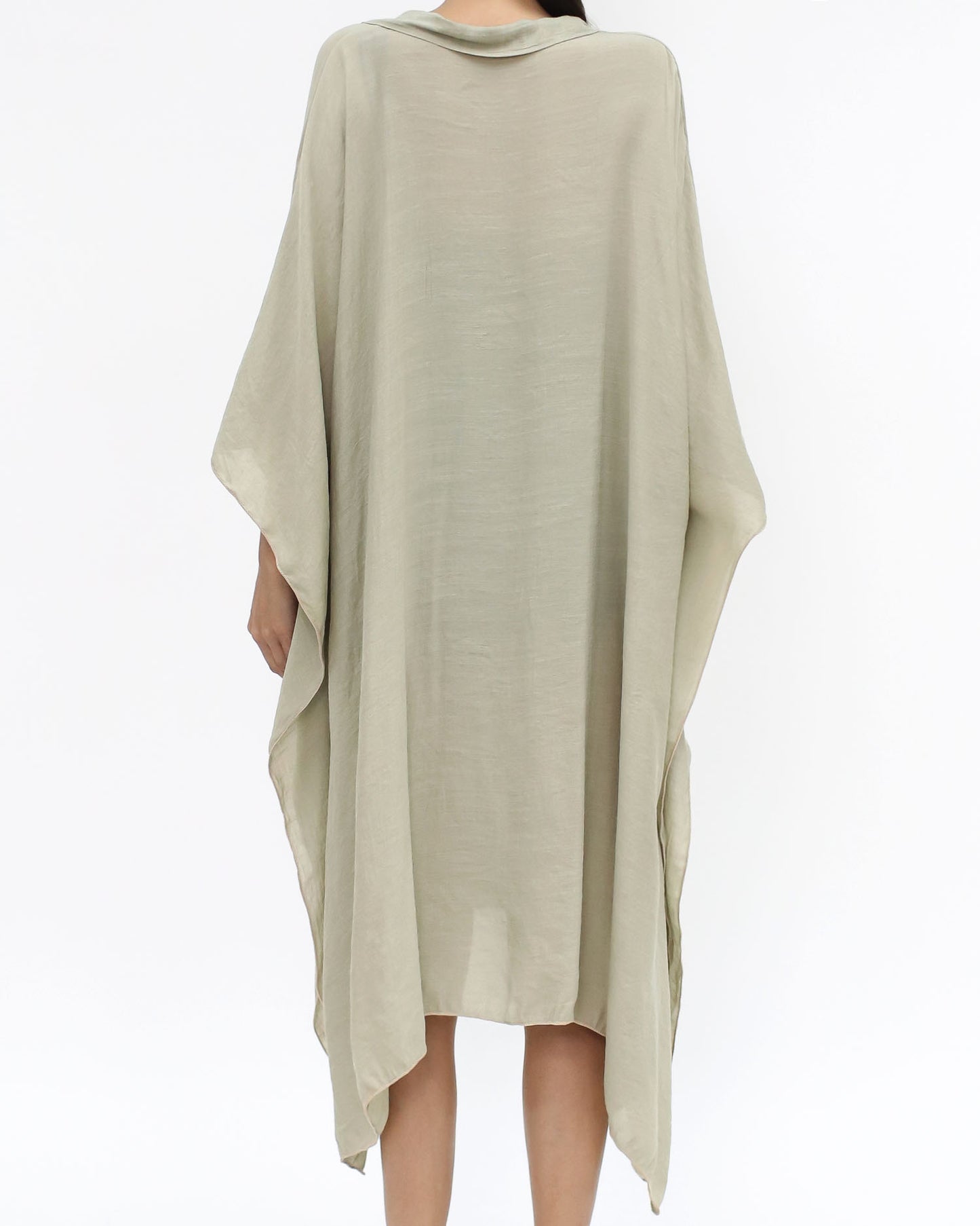 beige slinky asymmetric cover-up shirt *pre-order*