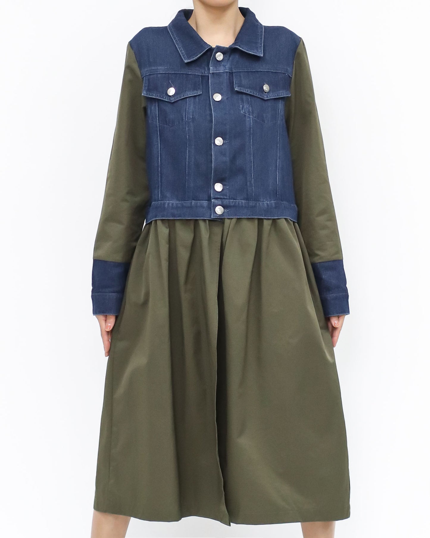 green parka & denim longline jacket