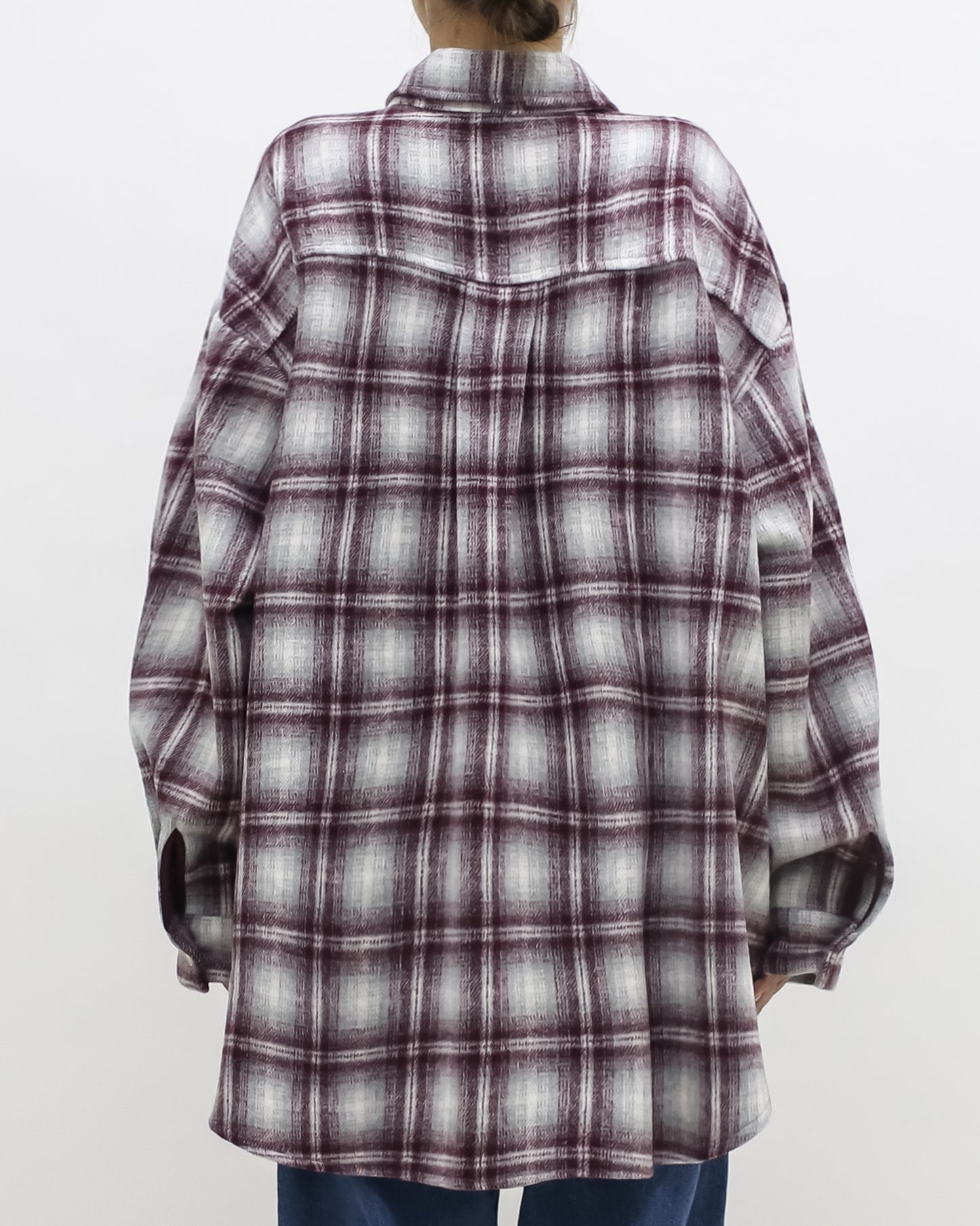 burgundy & ivory checker wool shirt