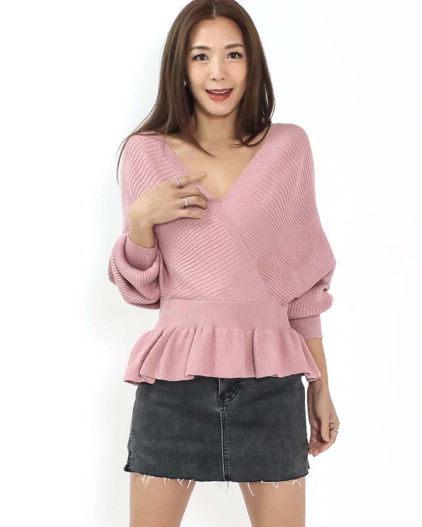 pink luxe frill knitted top *pre-order*