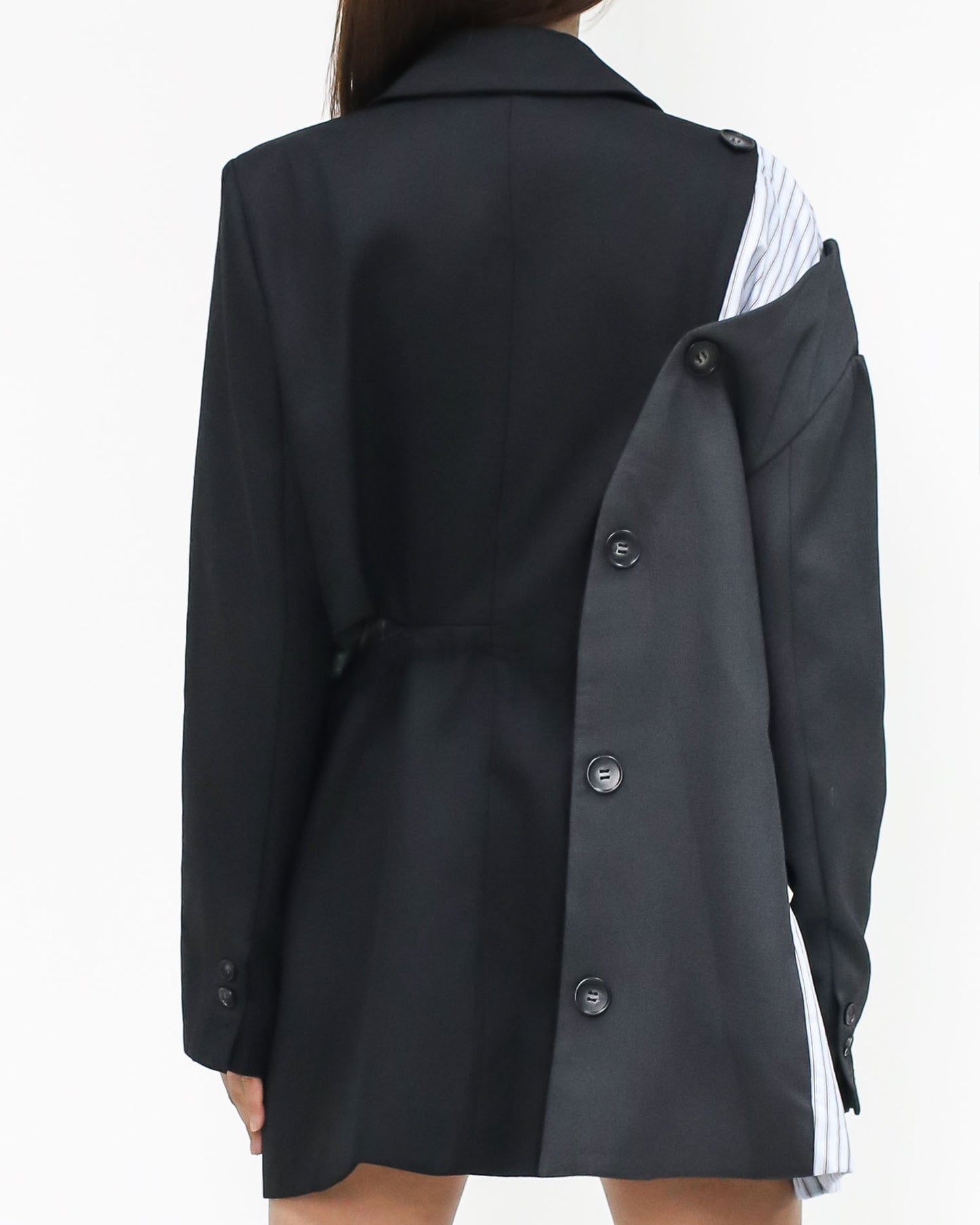 黑色和灰色配藍色條紋襯衫撞色西裝外套*預購*