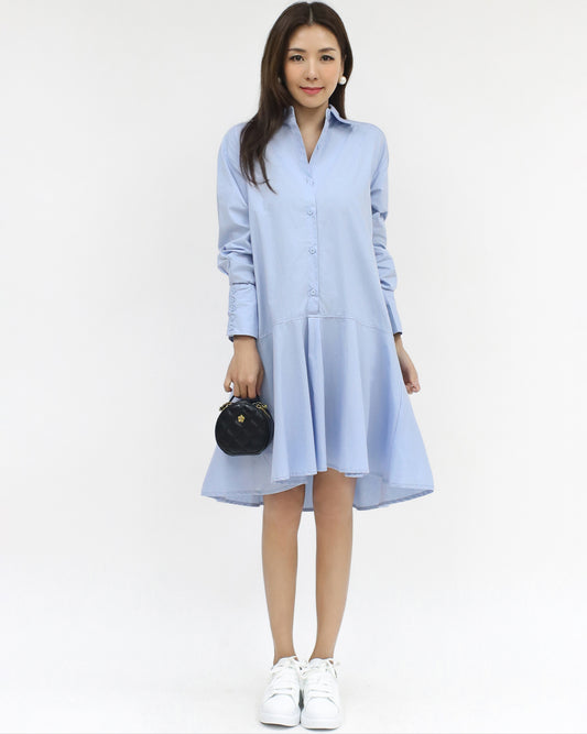 blue flare shirt dress *pre-order*