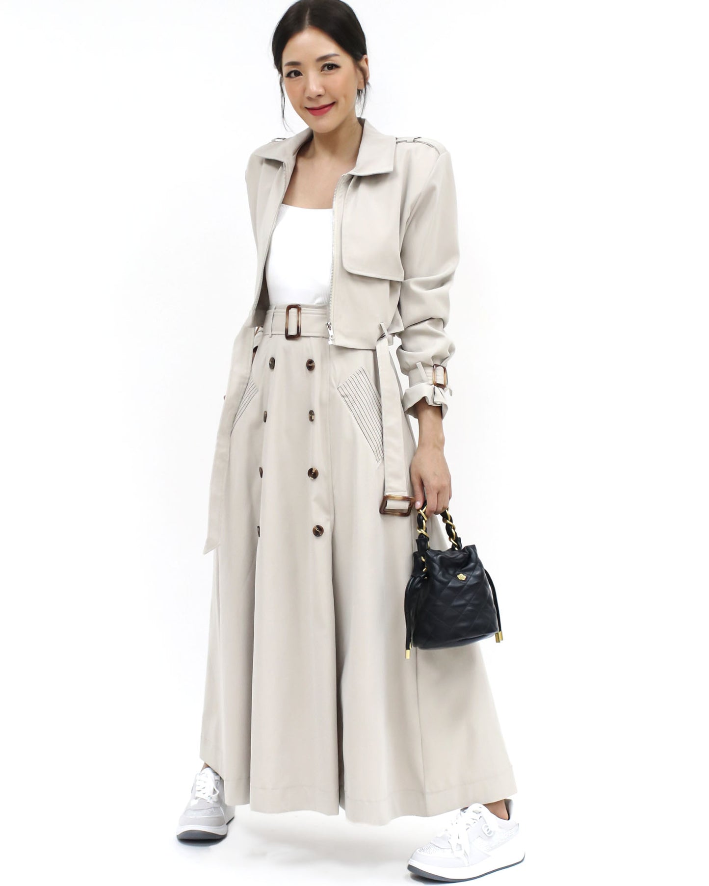 ivory cropped jacket & flare skirt set *pre-order*