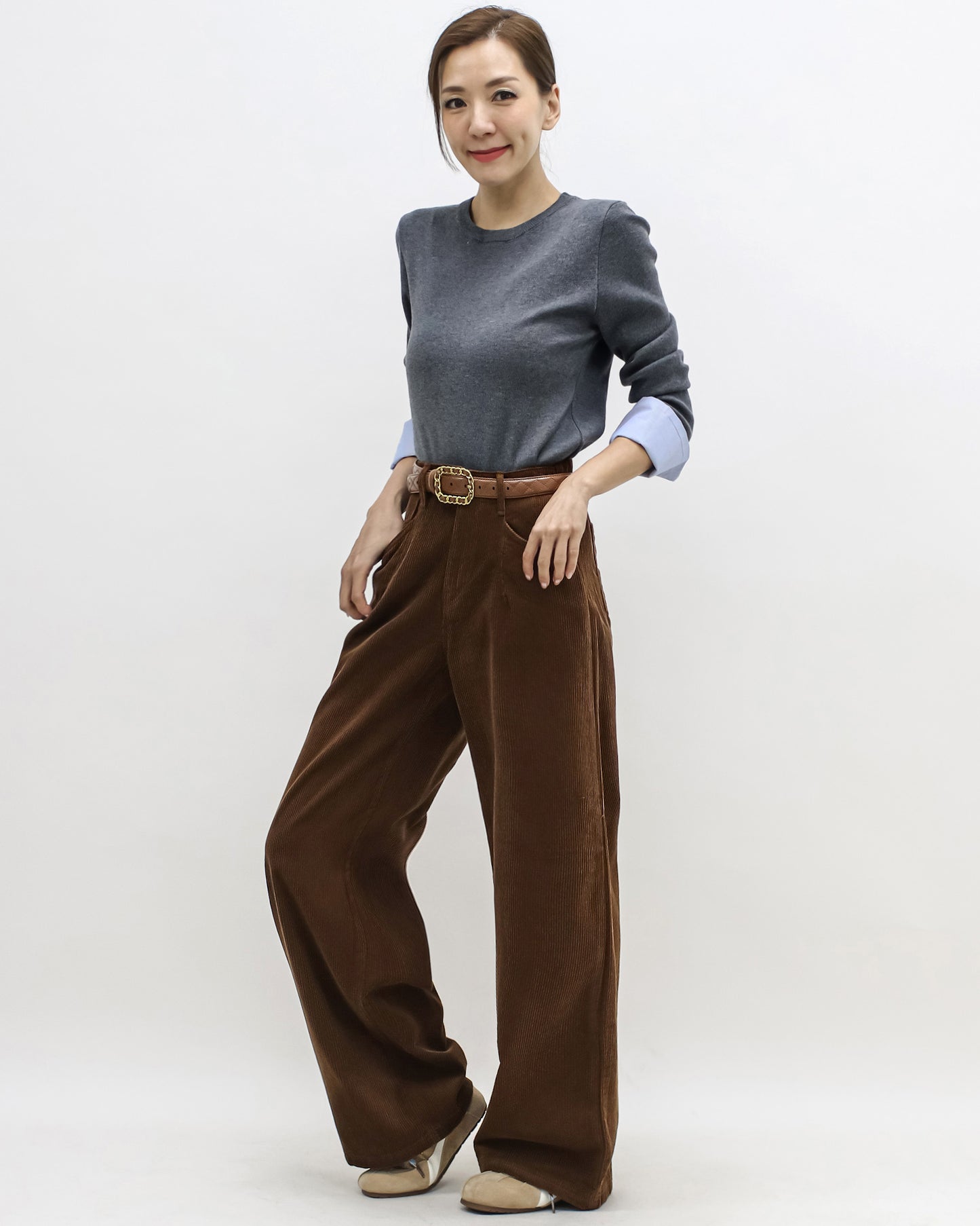 brown cord straight leg pants *pre-order*