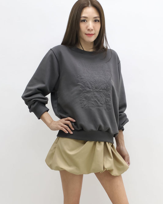 grey embroidered front sweatshirt