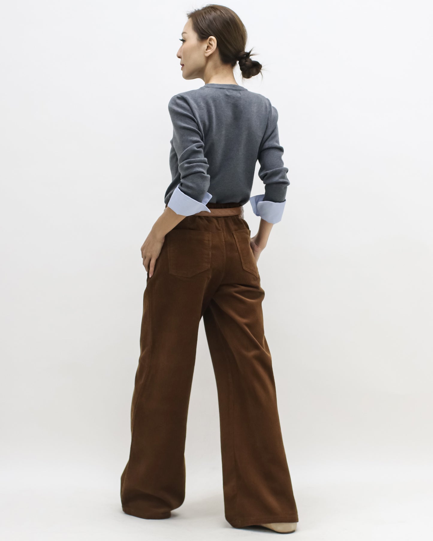 brown cord straight leg pants *pre-order*