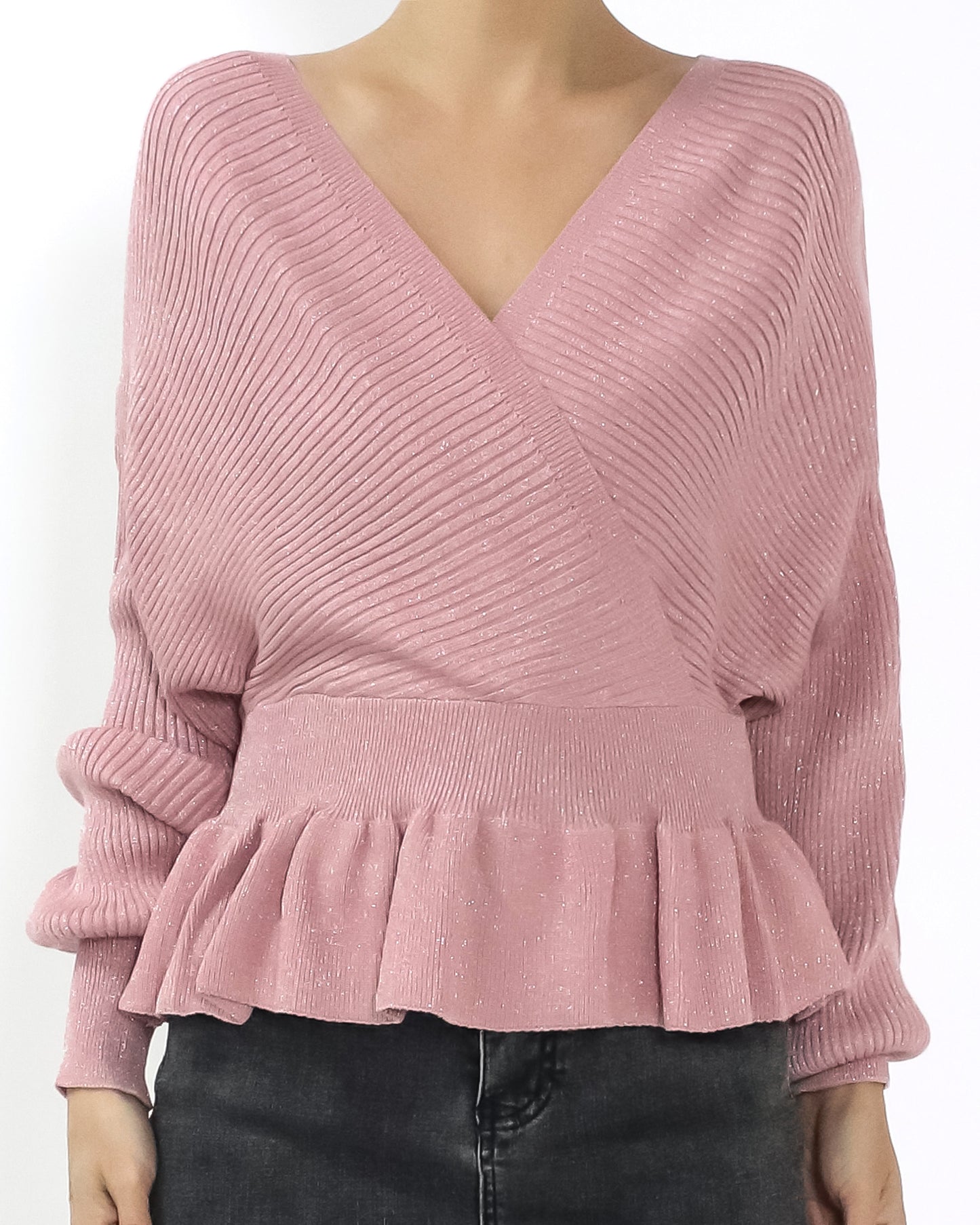 pink luxe frill knitted top *pre-order*