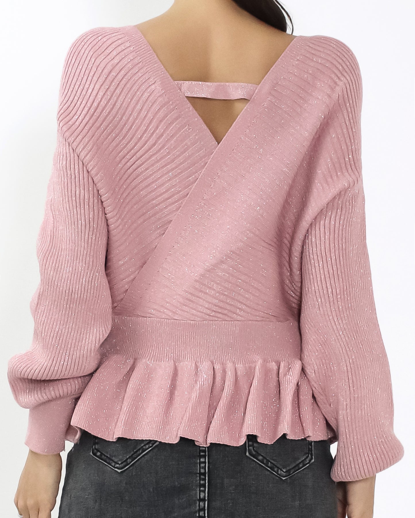 pink luxe frill knitted top *pre-order*